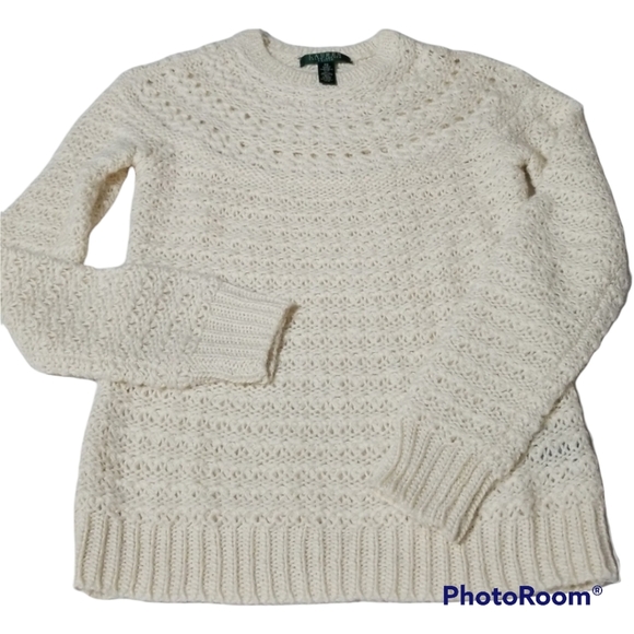 Lauren Ralph Lauren Alpaca Loose Crochet Sweater, Size SP - Picture 12 of 14